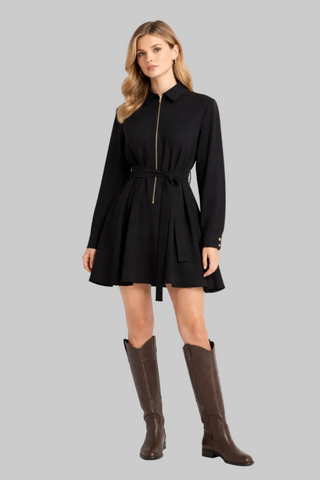 Madnezz House sukienka mini z paskiem roma-BLACK