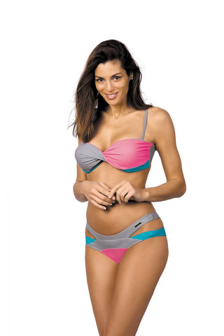  Kostium dwuczęściowy Kostium Kąpielowy Model Olimpia Silver-Hollywood-Caraibi M-438 Silver/Pink - Marko 