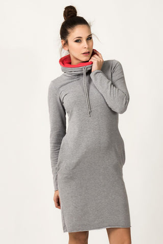  Sukienka Model Kaja 9 Light Grey/Coral - Tessita 