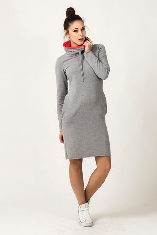  Sukienka Model Kaja 9 Light Grey/Coral - Tessita 