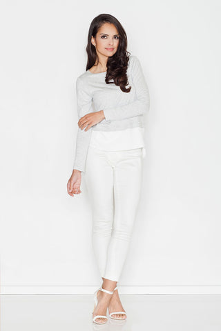   Bluzka Model 374 Light Grey - Figl 
