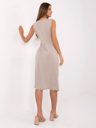 Sukienka-DHJ-SK-20683.96-ciemny bezowy