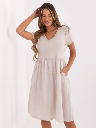 Sukienka-DHJ-SK-25370.85-beżowy