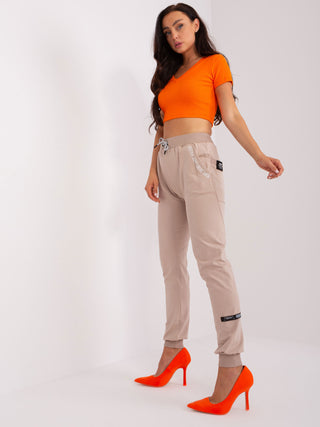 Spodnie dresowe-RV-DR-8545.02P-beżowy