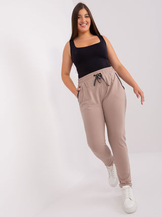 Spodnie dresowe-RV-DR-4765.52-ciemny bezowy