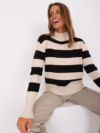 Sweter-PM-SW-JK7453.06-czarno-beżowy