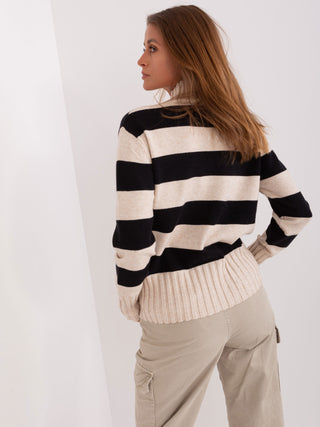 Sweter-PM-SW-JK7453.06-czarno-beżowy