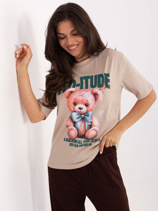 T-shirt-D12083AI02799A-beżowy