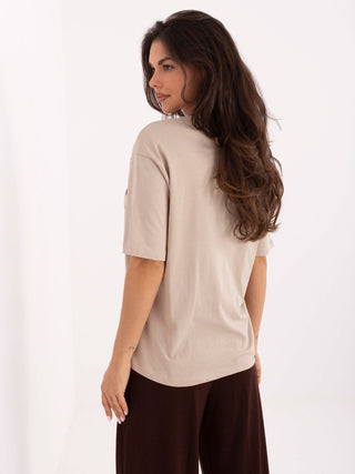 T-shirt-D12083AI02799A-beżowy