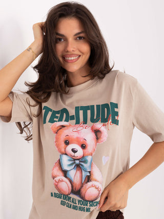 T-shirt-D12083AI02799A-beżowy