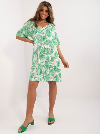 Sukienka-DHJ-SK-85808.16-biało-zielony