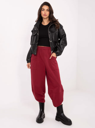 Spodnie dresowe-RV-DR-9719.86-bordowy