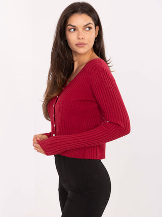 Sweter-PM-SW-R1639.27-bordowy