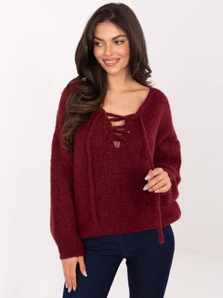 Sweter-MI-SW-0919.18-bordowy