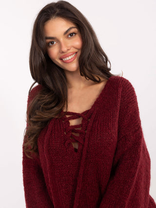 Sweter-MI-SW-0919.18-bordowy