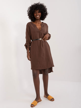 Sukienka-DHJ-SK-5766M.27-brązowy