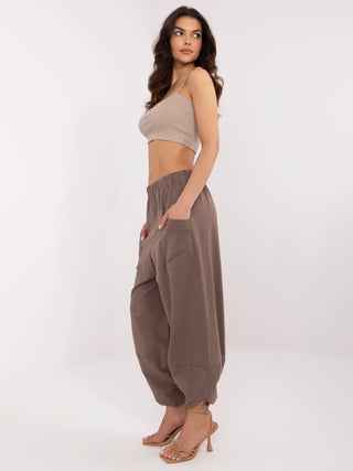 Spodnie dresowe-RV-DR-9719.86-brązowy