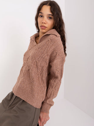 Sweter-AT-SW-2349-2.96-brązowy