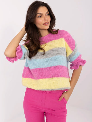 Sweter-MI-SW-1903.94-szaro-różowy