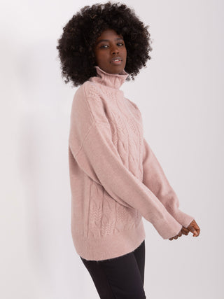 Sweter-AT-SW-23401.97P-ciemny różowy