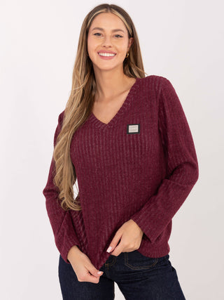 Sweter-RV-SW-A1025.80-bordowy