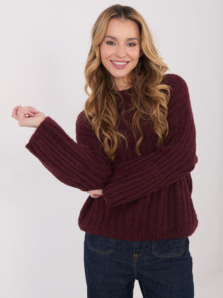 Sweter-MI-SW-1215.97-bordowy