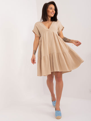 Sukienka-DHJ-SK-6873.68-ciemny bezowy