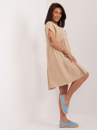 Sukienka-DHJ-SK-6873.68-ciemny bezowy