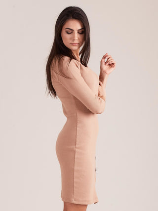Sukienka-PL-SK-4497.00-ciemny bezowy