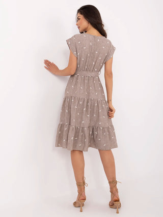 Sukienka-DHJ-SK-13583.18-ciemny bezowy