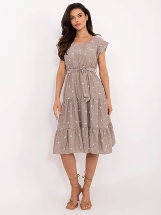 Sukienka-DHJ-SK-13583.18-ciemny bezowy