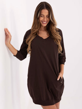 Sukienka-RV-SK-7203.35P-ciemny brązowy