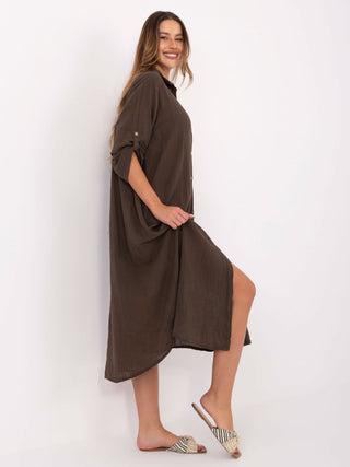 Sukienka-TW-SK-BI-24135.81-ciemny brązowy