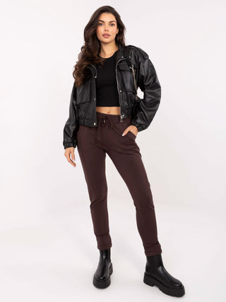 Spodnie dresowe-RV-DR-3589.05X-ciemny brązowy