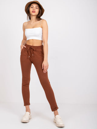 Spodnie dresowe-RV-DR-3589.07X-ciemny brązowy