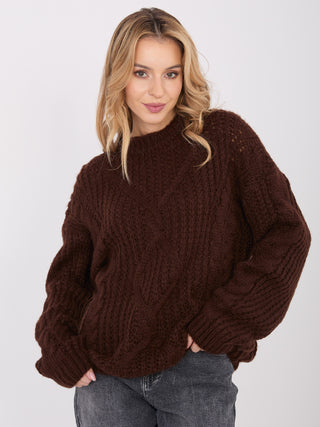 Sweter-IN-SW-33831.25-ciemny brązowy