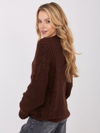 Sweter-IN-SW-33831.25-ciemny brązowy