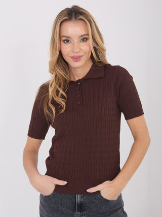 Sweter-PM-SW-CV6679.32-ciemny brązowy