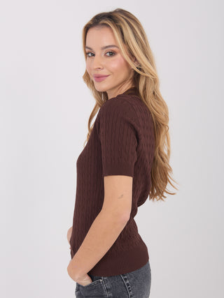 Sweter-PM-SW-CV6679.32-ciemny brązowy