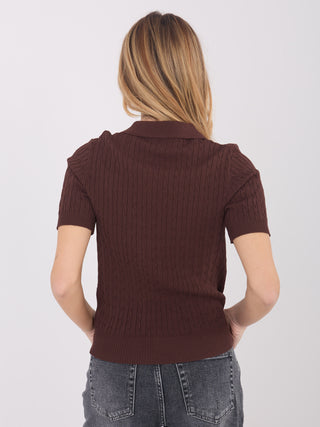 Sweter-PM-SW-CV6679.32-ciemny brązowy