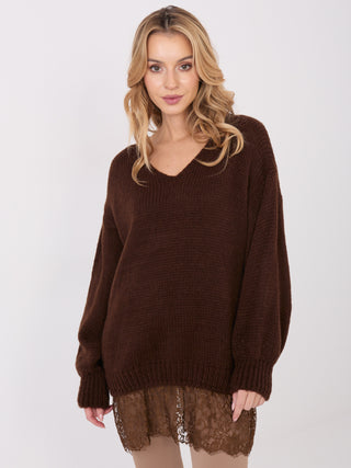 Sweter-IN-SW-33681.05P-ciemny brązowy
