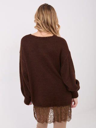 Sweter-IN-SW-33681.05P-ciemny brązowy