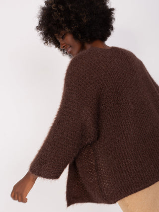 Kardigan-DHJ-SW-2527.02P-ciemny brązowy