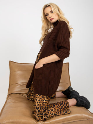 Kardigan-LO-SW-LK-3002.98P-ciemny brązowy