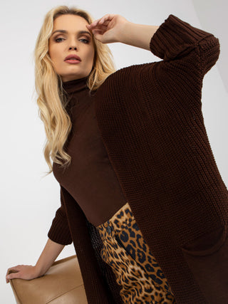 Kardigan-LO-SW-LK-3002.98P-ciemny brązowy