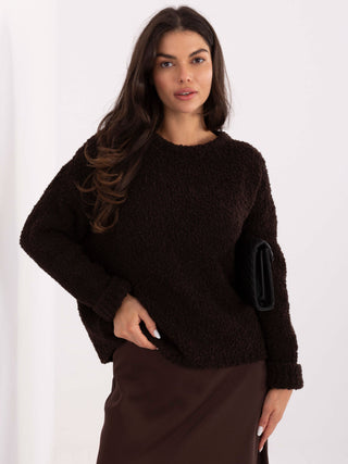 Sweter-MI-SW-WK32601.19-ciemny brązowy