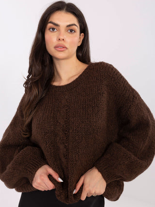 Sweter-MI-SW-1610.18-ciemny brązowy