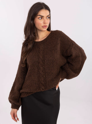 Sweter-MI-SW-1610.18-ciemny brązowy