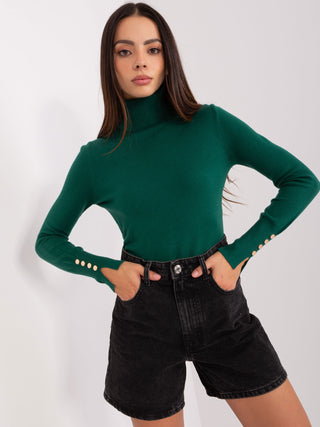 Sweter-DHJ-SW-F3608-A.26X-ciemny zielony