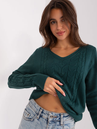 Sweter-AT-SW-2329.98P-ciemny zielony